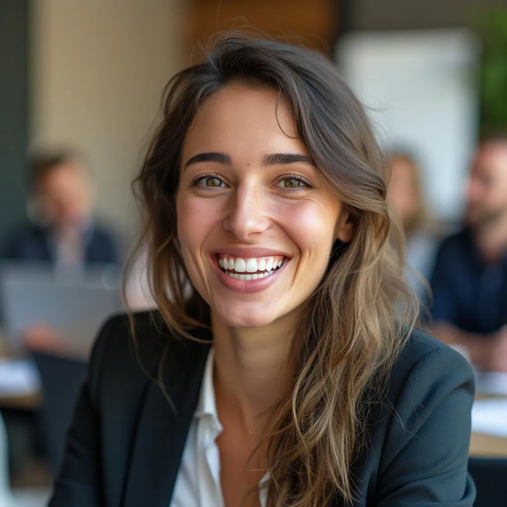 Amélie prenant la parole en public